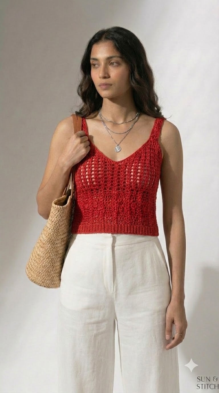 Madrid Cherry Crochet Tank