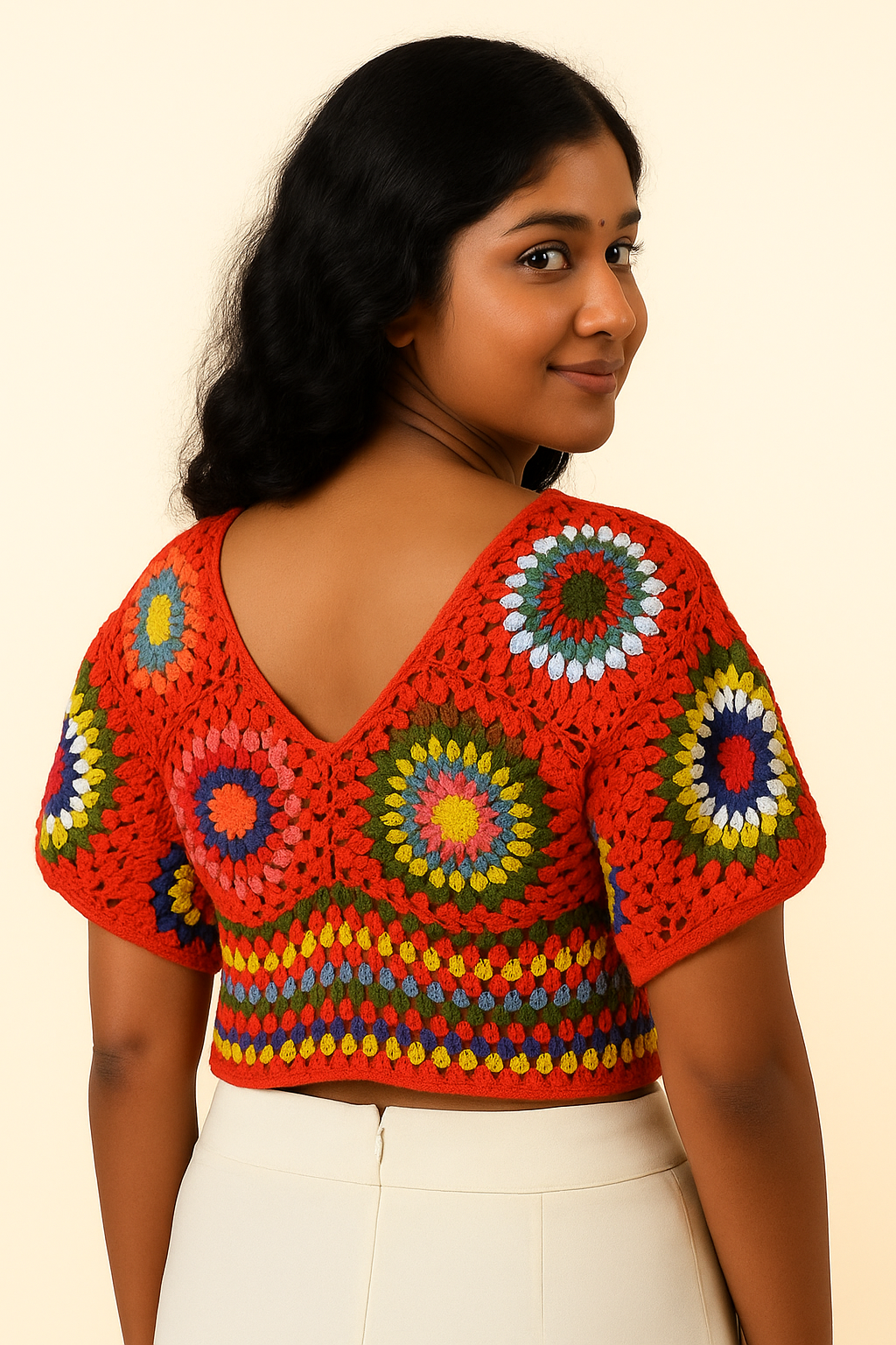 Handcrafted Crochet Red Crop Top