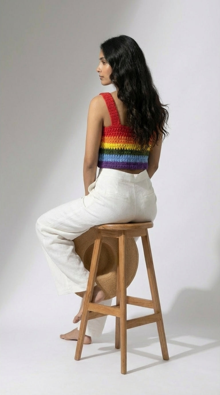 Prismara Rainbow Crochet Crop Top