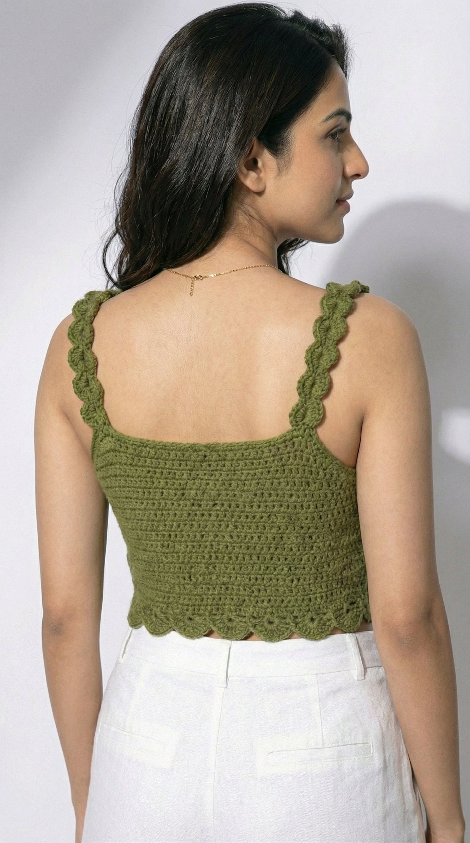 Olivara Olive Crochet Crop Top