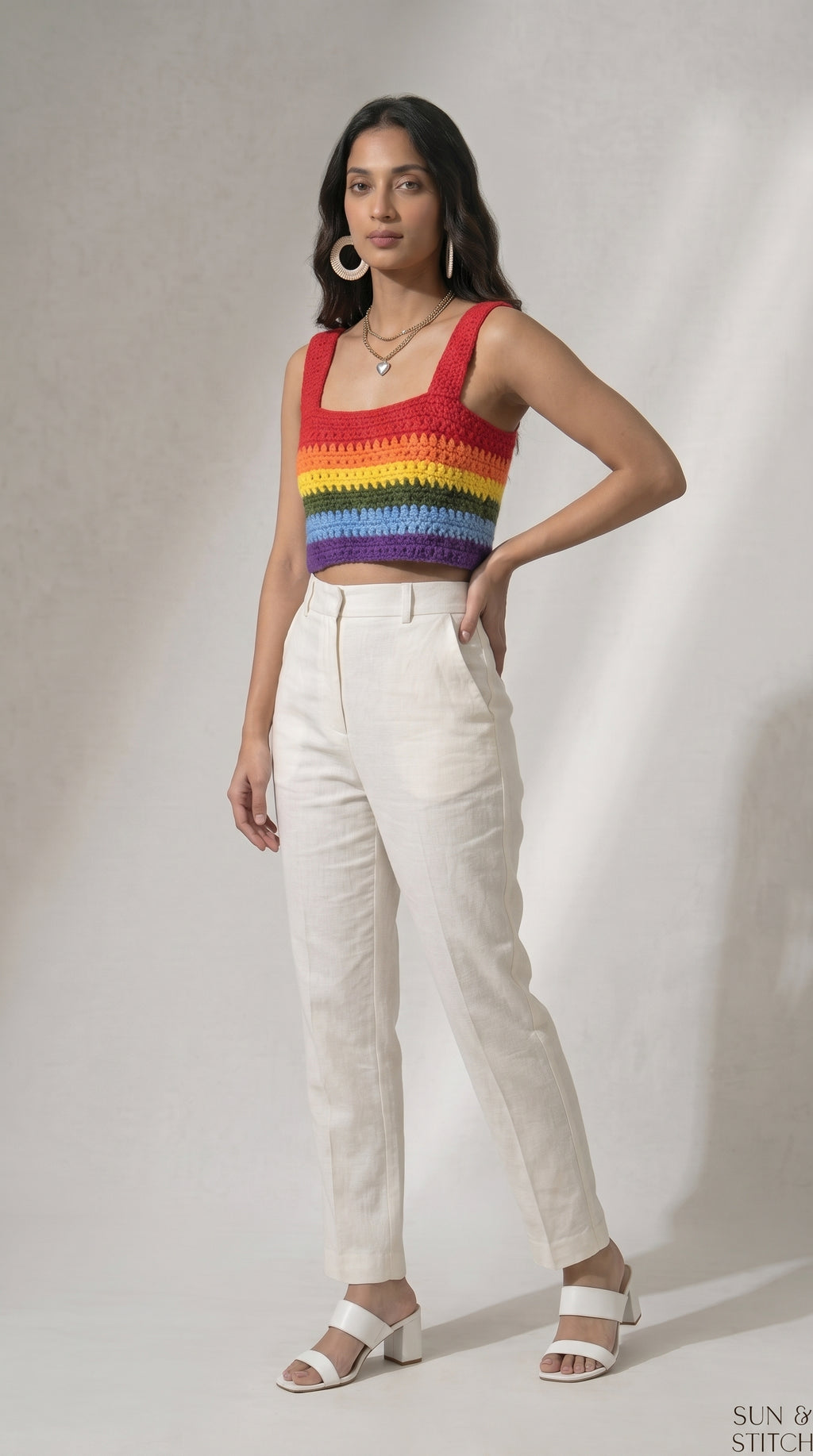 Prismara Rainbow Crochet Crop Top