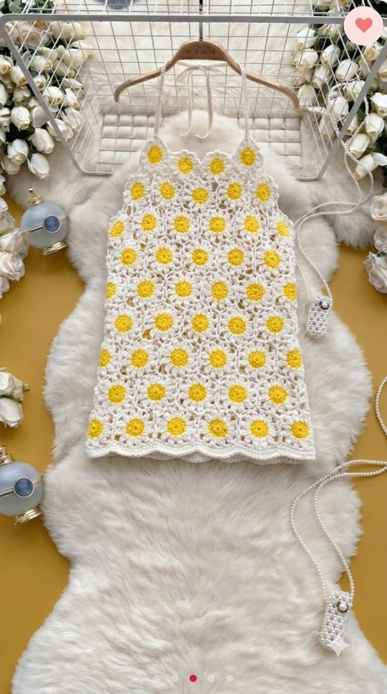 Marigold Bloom Crochet Top
