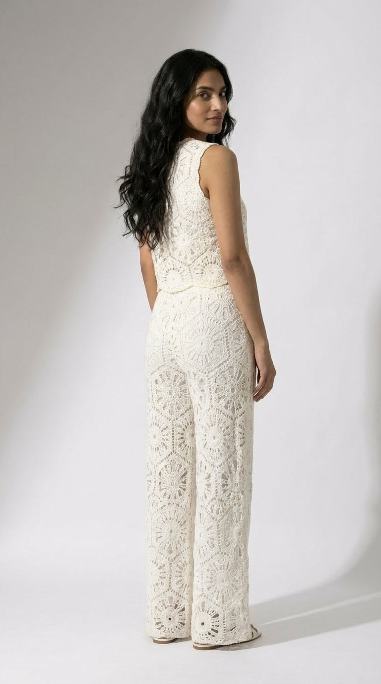 Albaire White Crochet Co-ord Set