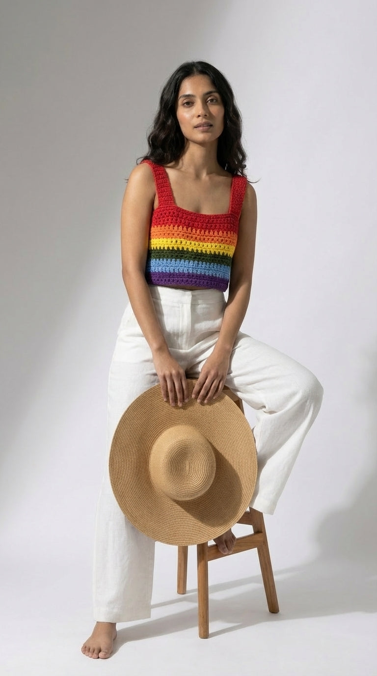Prismara Rainbow Crochet Crop Top