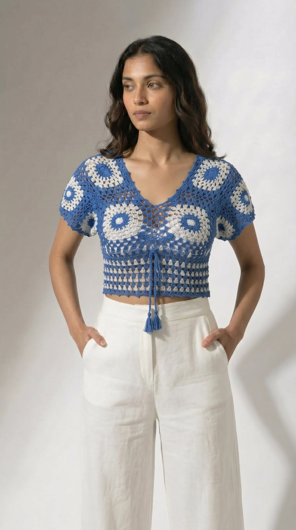Cerulean Bloom Crochet Top