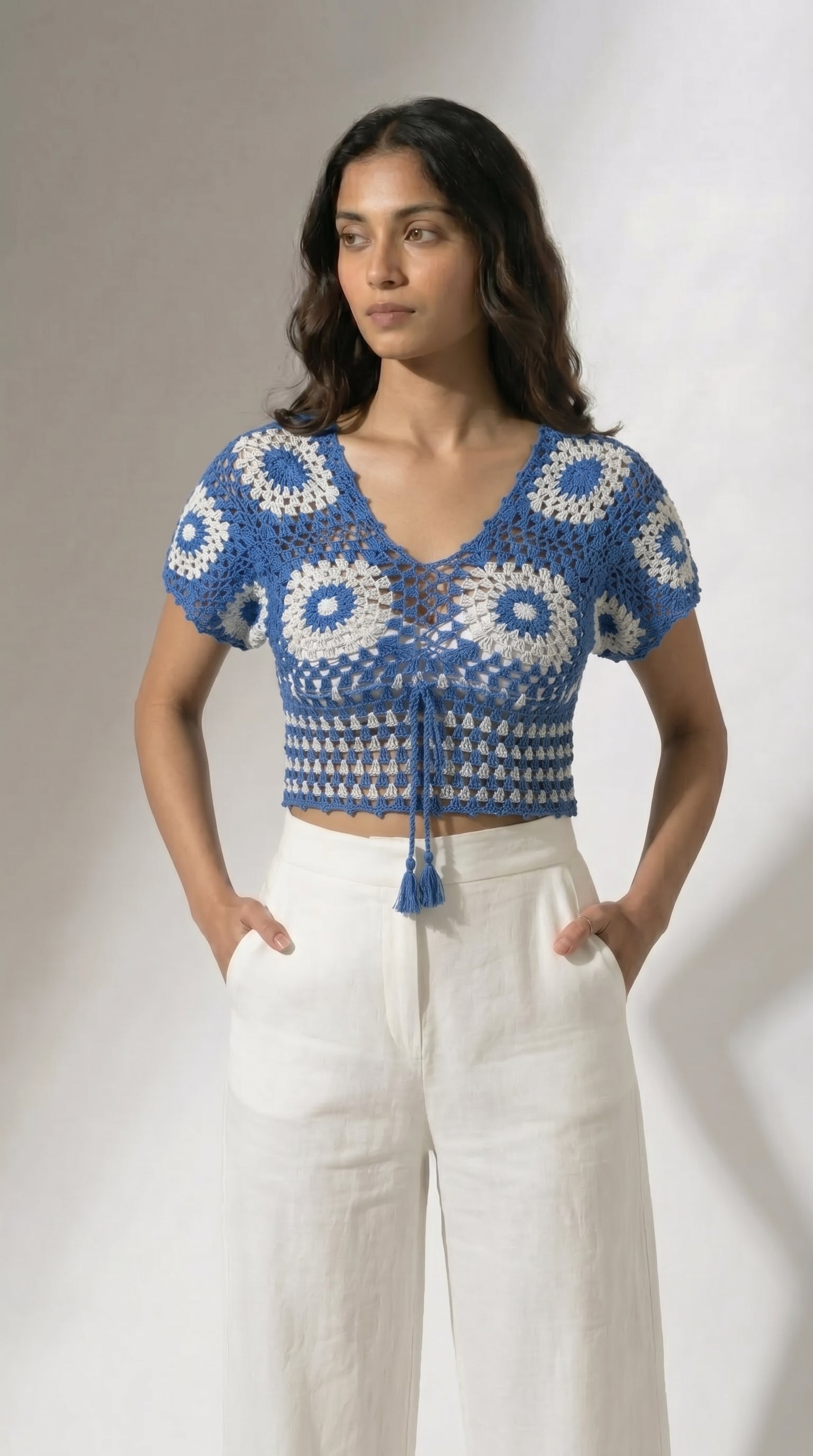 Cerulean Bloom Crochet Top