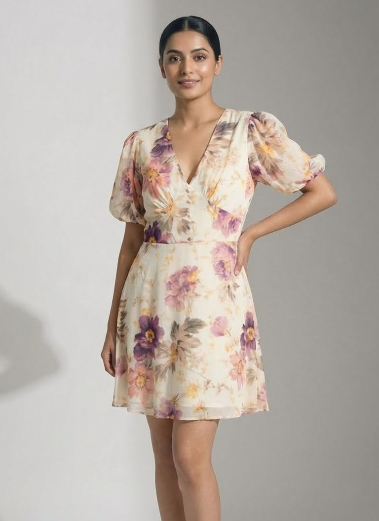 Roselle Floral Kimono Mini Dress