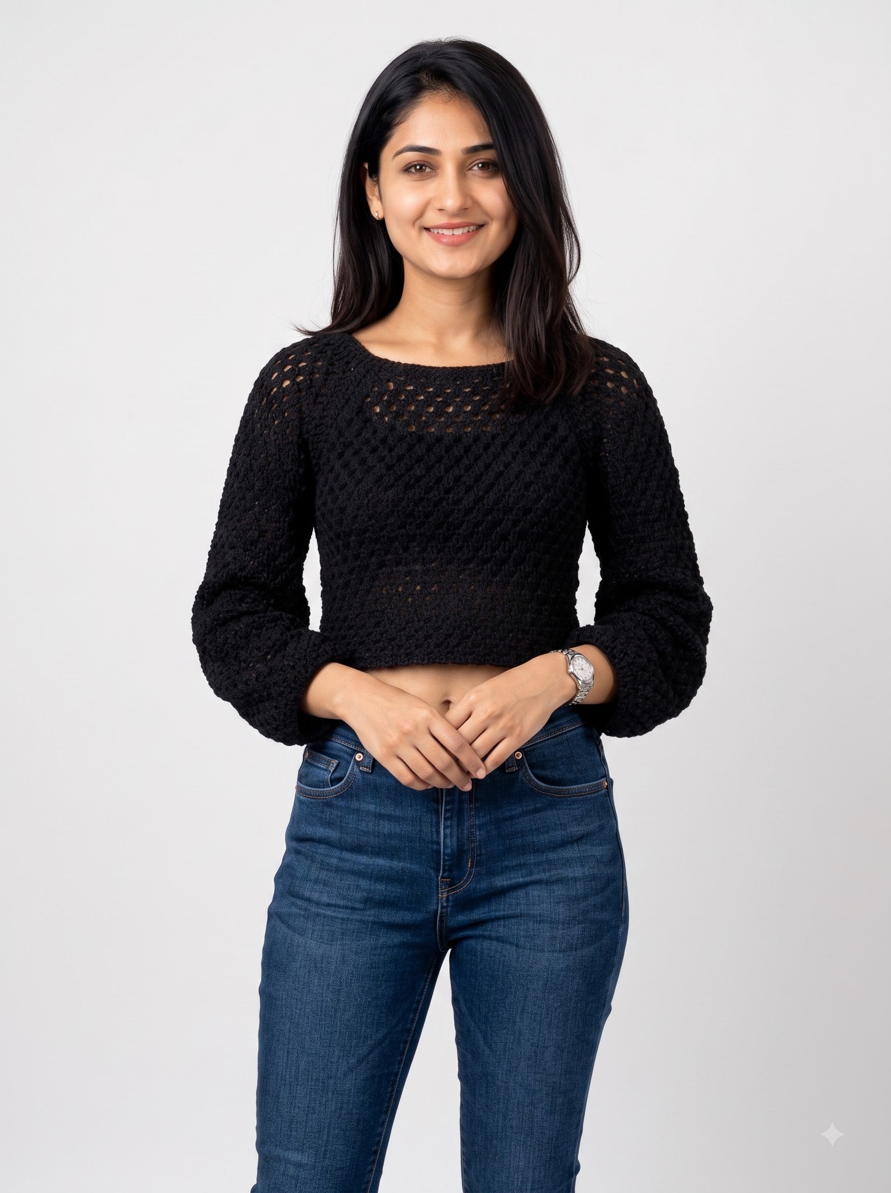 Noir Bell Crochet Top