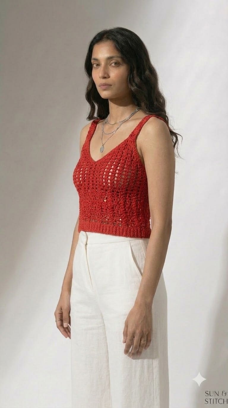 Madrid Cherry Crochet Tank