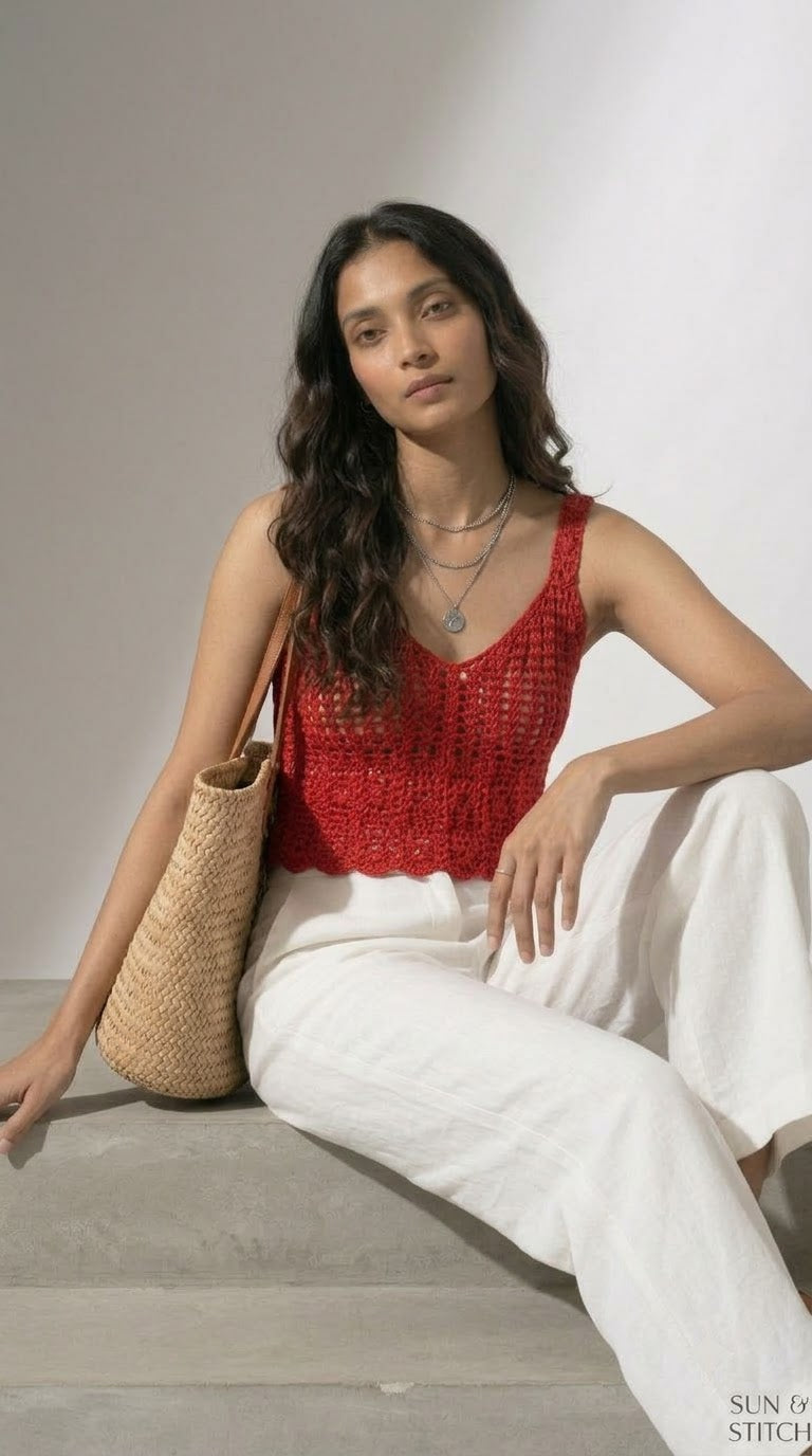 Madrid Cherry Crochet Tank