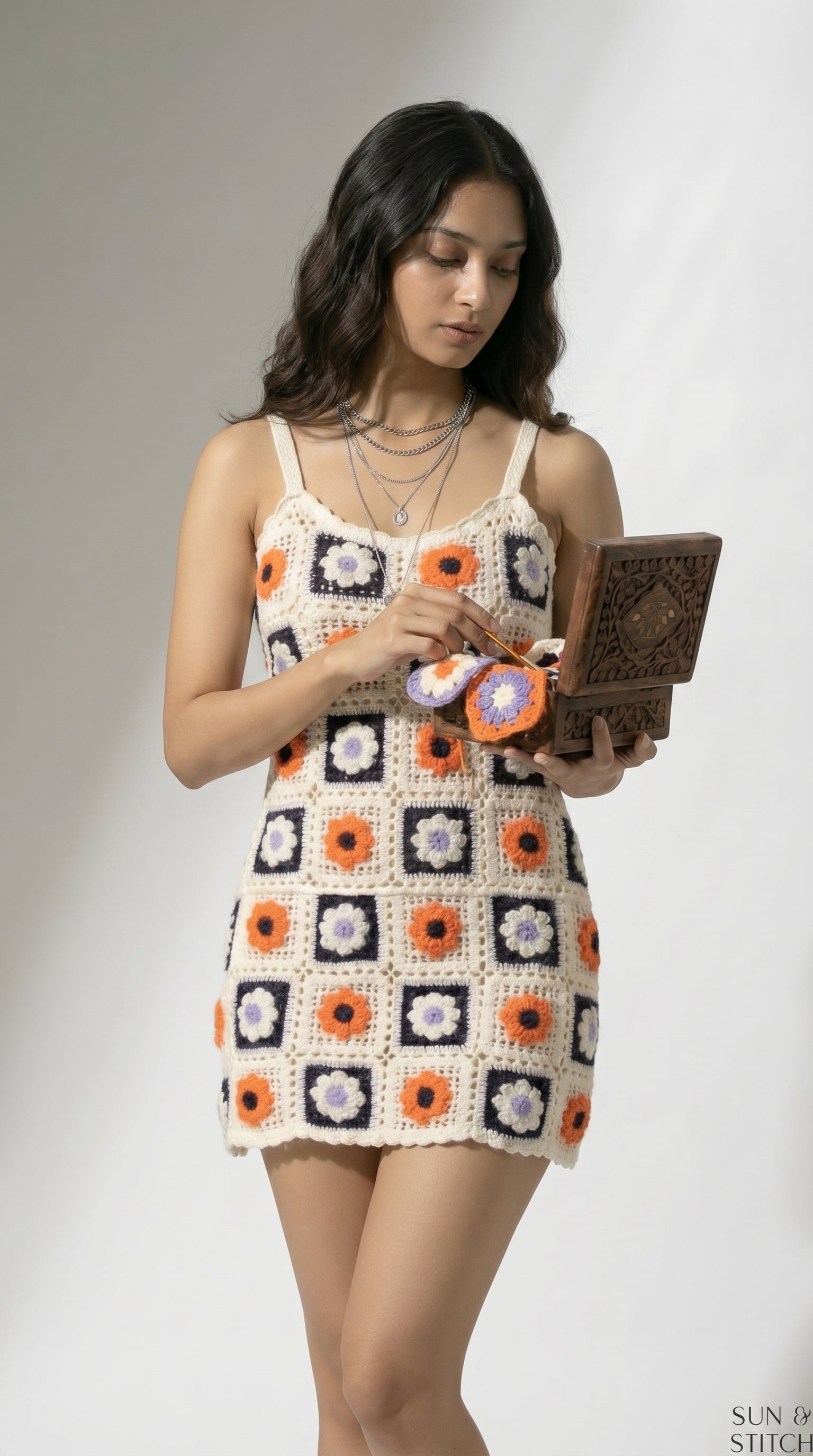 Floriva White Crochet Mini Dress