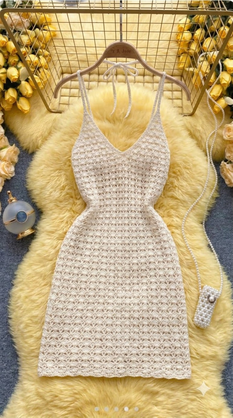 Santorini Crochet Mini Dress