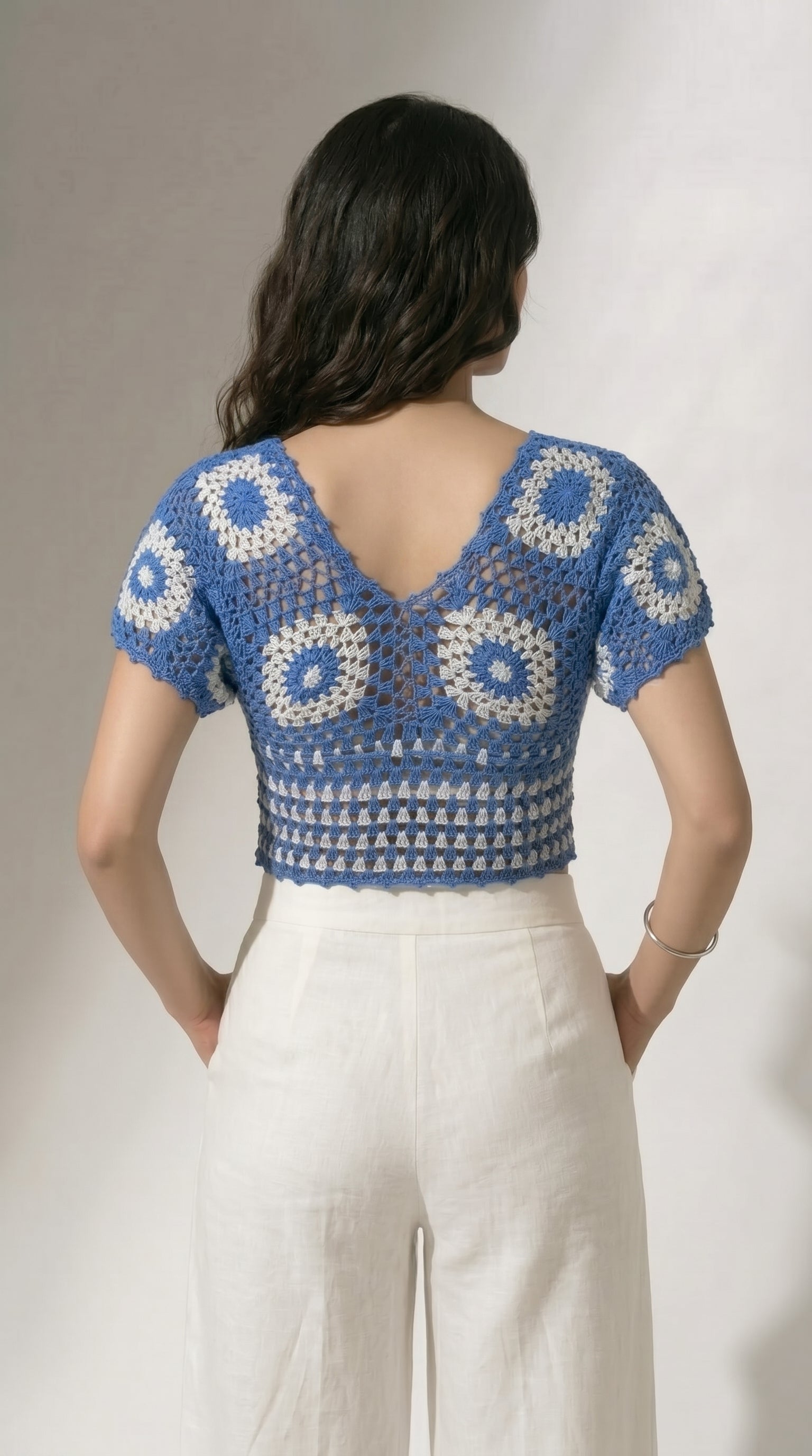 Cerulean Bloom Crochet Top