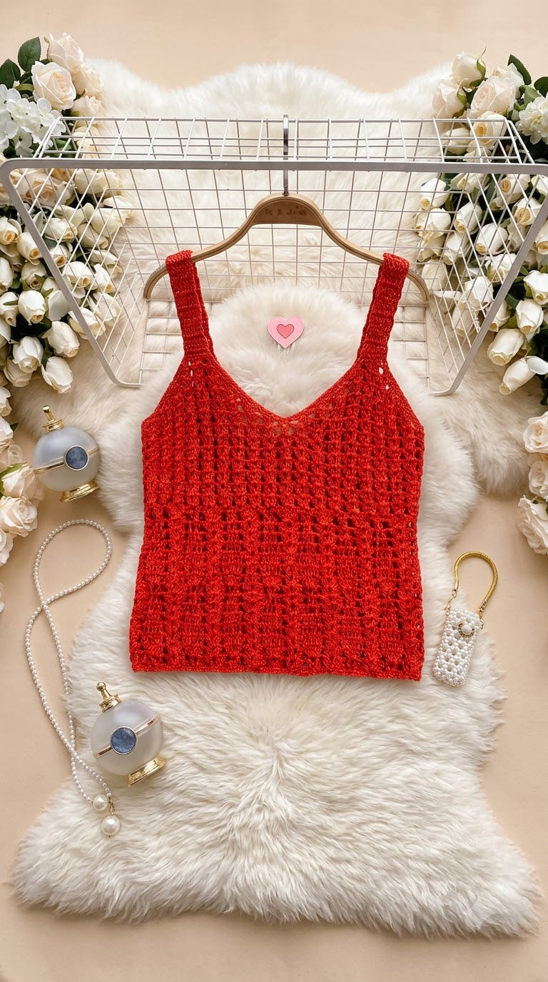 Madrid Cherry Crochet Tank