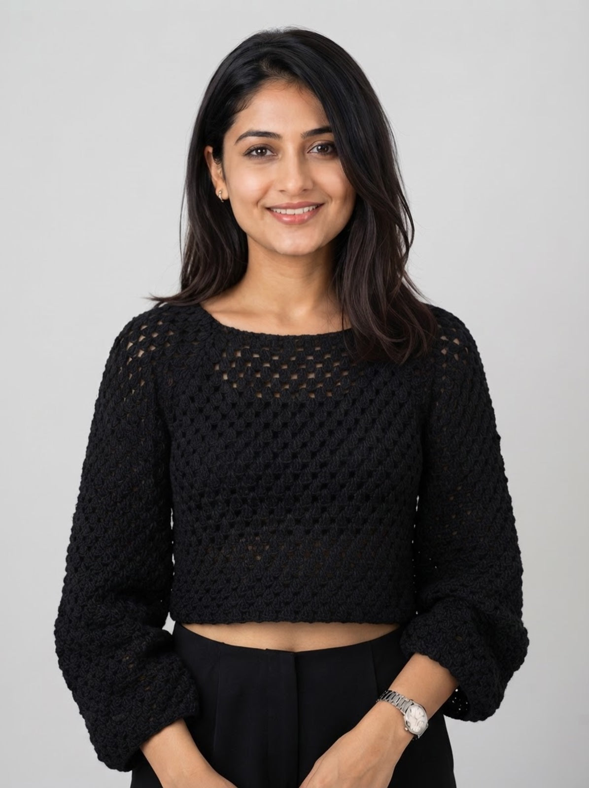 Noir Bell Crochet Top