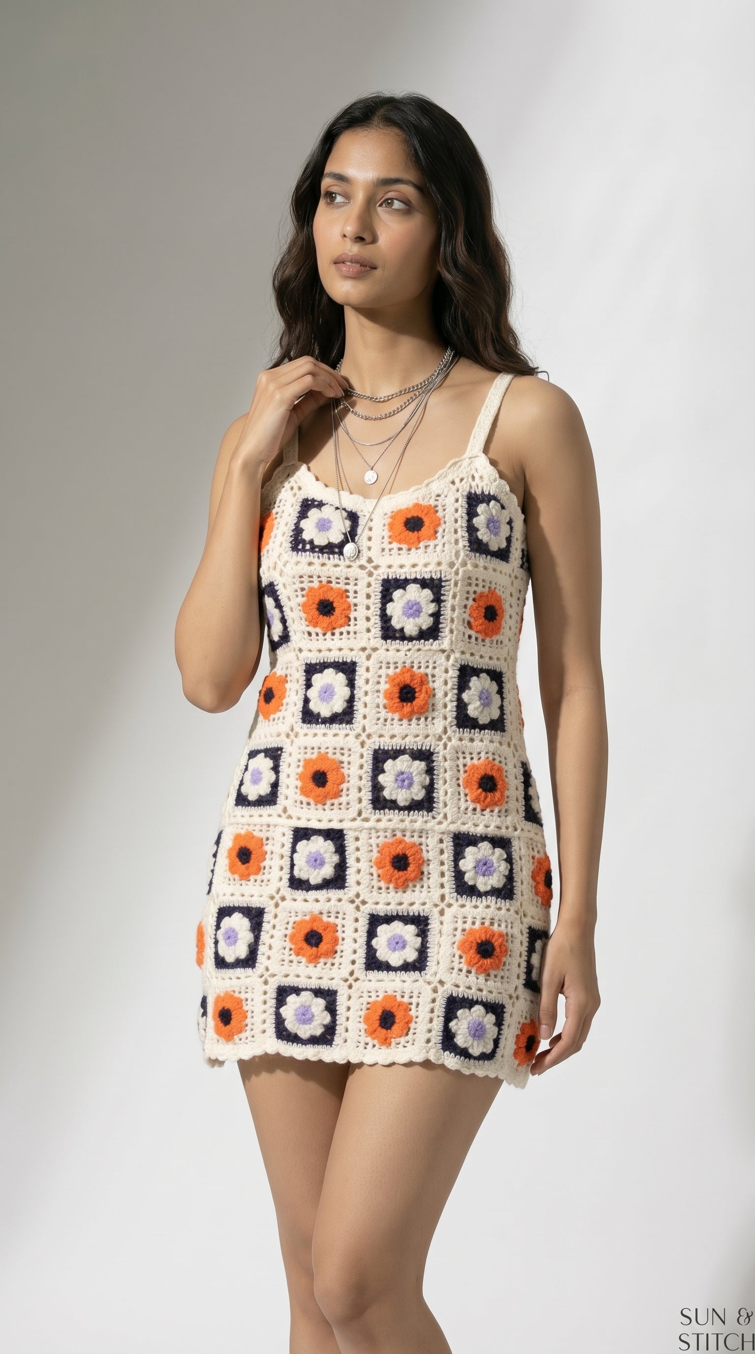 Floriva White Crochet Mini Dress