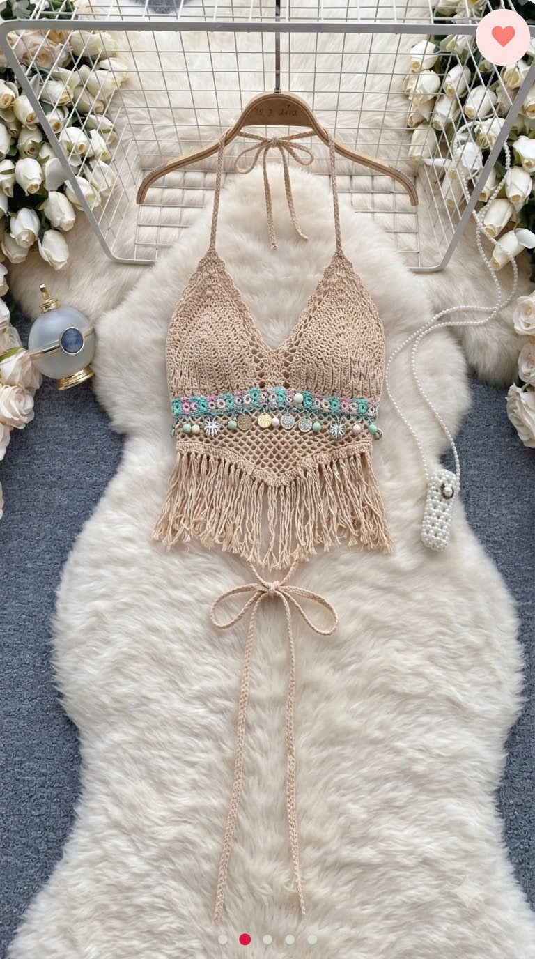 Isla Fringe Crochet Bralette - Free Size